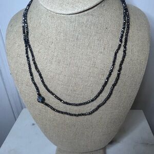 Stella&Dot Hematite Beaded Necklace/Wrap Bracelet with magnetic closure.